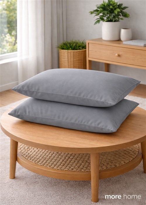 More Home Yastık Kılıfı Kapaklı (2 Adet) 50 x 70 cm Antrizit Gri