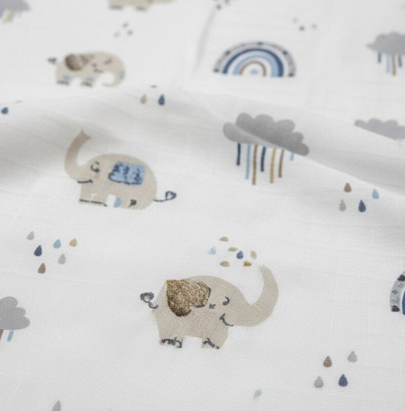 More Home Müslin Bebek Örtüsü. 90X90 cm %100 Pamuk Filli BULUT & Gök Kuşaklı mavi beyaz