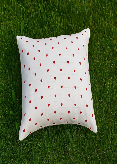 More Home Müslin yastık kılıfı  % 100 pamuklu Yıldılı Kalpli 35x44