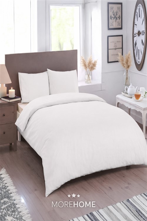 More Home  Çift Kişilik Nevresim Takımı  Lastikli Çarşaf Beyaz