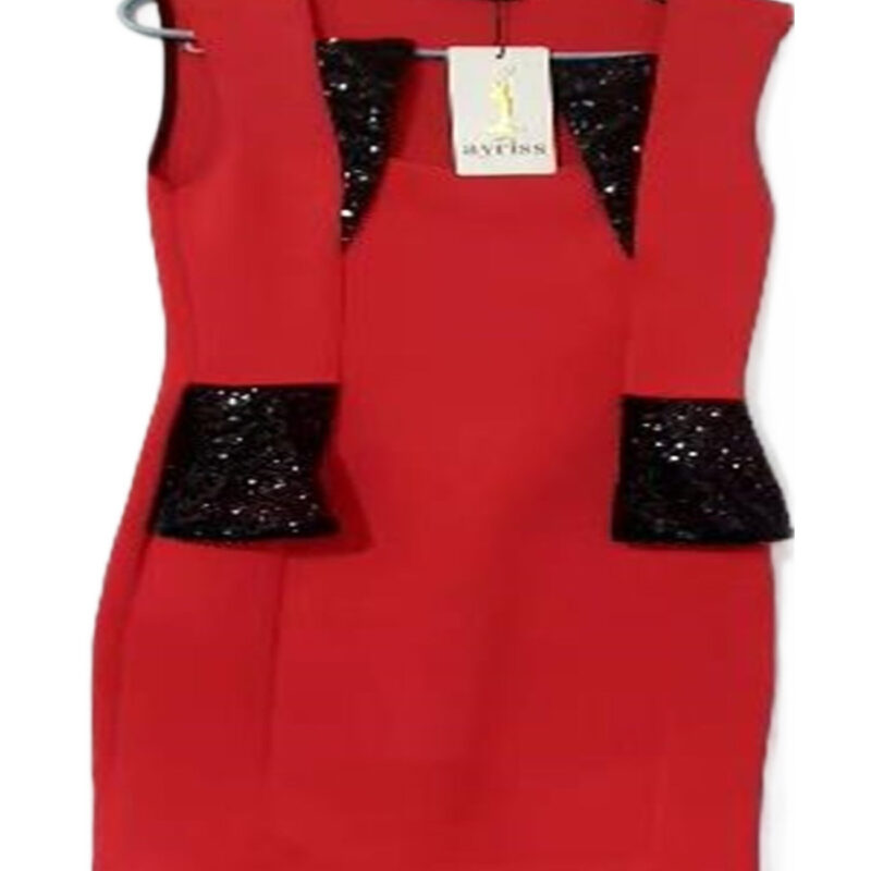 kolsuz şık kırmızı elbise  beden  m