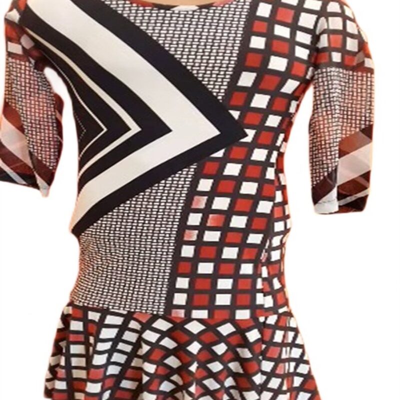 desenli bayan elbise  siyahlı beyazlı beden 36