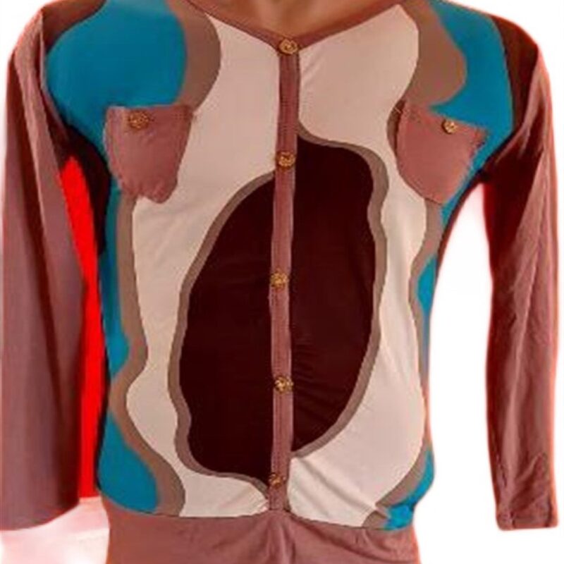 kahverengi mavili uzun kol bayan tişortü s beden