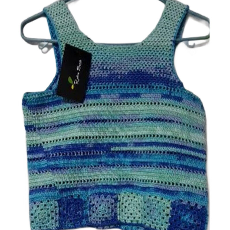 şiş örgü yeşil askılı tişort beden 34 s