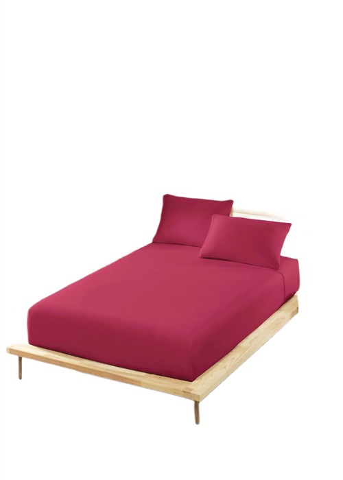 More Home Tek Kişilik Lastikli Çarşaf  Seti + Yastık Kılıfı Bordo