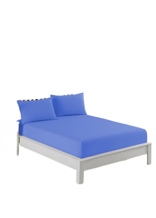 More Home Tek Kişilik Lastikli Çarşaf  Seti + Yastık Kılıfı Koyu Mavi