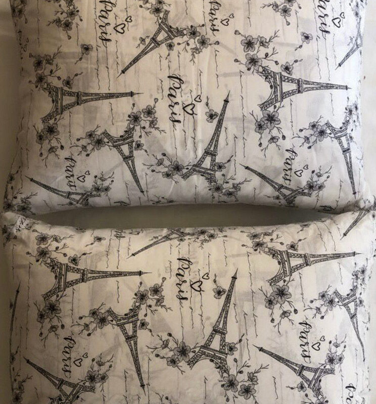 More Home Kapaklı Yastık Kılıfı (2 Adet) 50 x 70 cm Gri Beyaz Paris