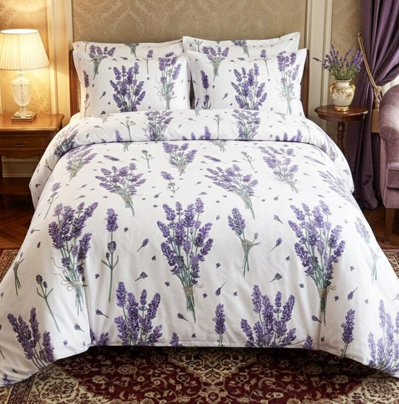 More Home  Çift Kişilik Nevresim Seti + Yastık Kılıfı Lavanta Mor