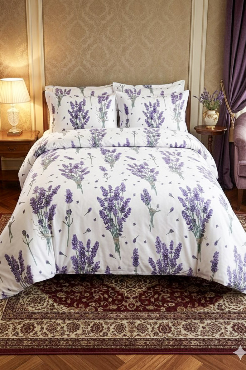 More Home Çift Kişilik Nevresim Seti + Yastık Kılıfı Lavanta Mor