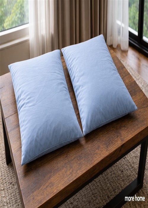 More Home Mavi Renkli Pamuklu Kumaştan Kapaklı Yastık Kılıfı (2 Adet) 50 x 70 cm