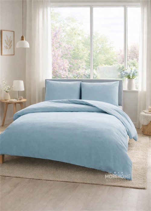 More Home  Çift Kişilik  Lastikli Çarşaflı Nevresim Takımı Mavi Rengi