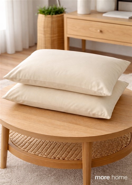 More Home Yastık Kılıfı Kapaklı (2 Adet) 50 x 70 cm Bej