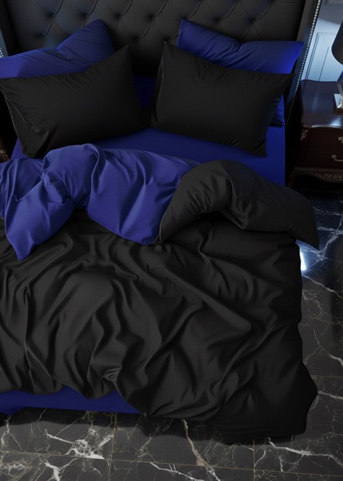 More Home Çift Kişilik Nevresim Seti + Yastık Kılıfı Lacivert-Siyah