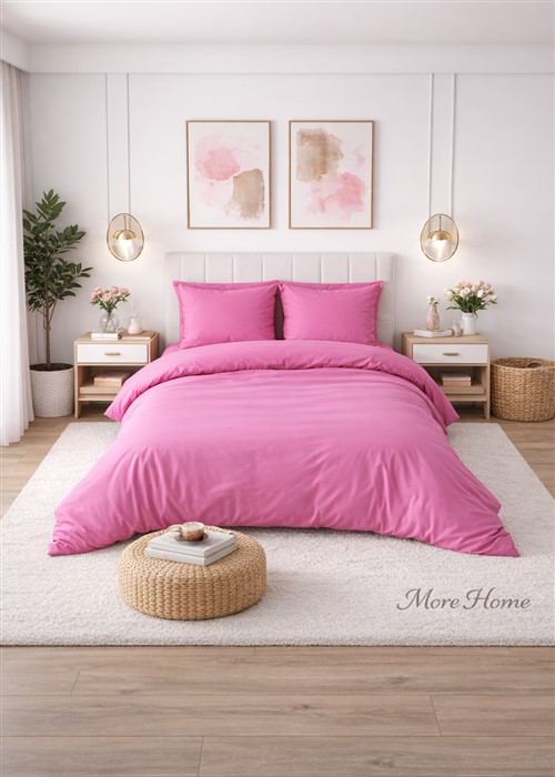 More Home  Çift Kişilik Yorgan Kılıfı + Yastık Kılıfı  Fuşya