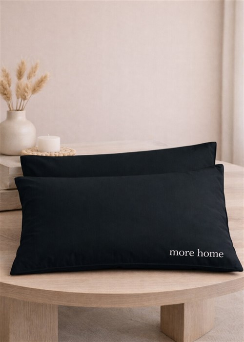 More Home Yastık Kılıfı Kapaklı (2 Adet) 50 x 70 cm Siyah
