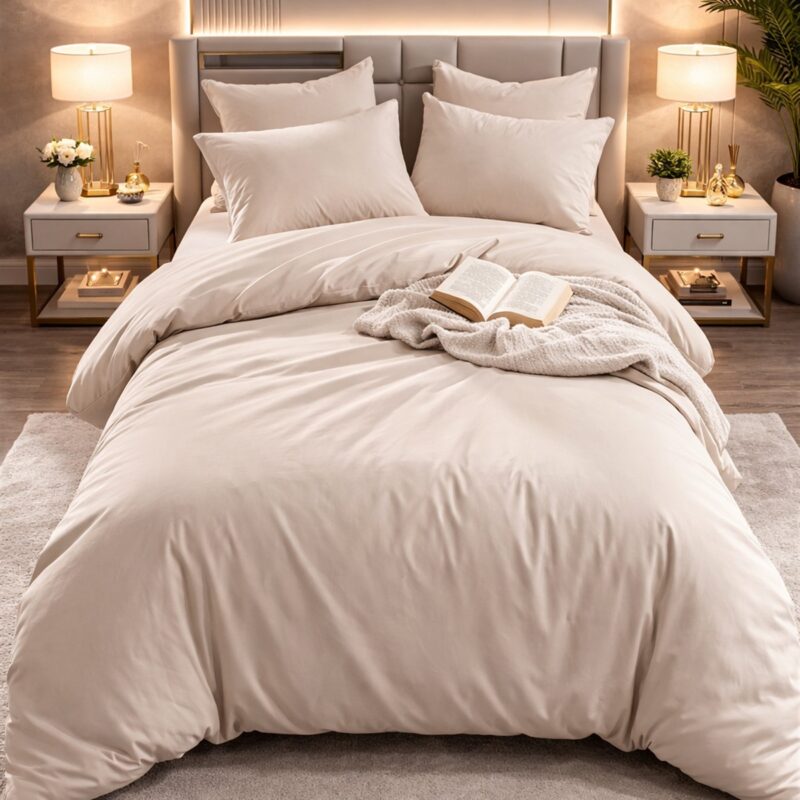 More Home  Tek Kişilik Nevresim Takımı Lastikli Çarşaf   Bej