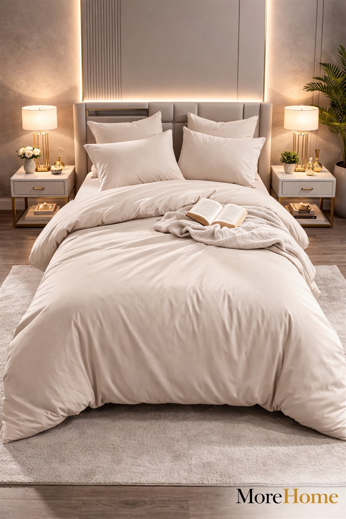 More Home Tek Kişilik Yorgan Kılıfı Yastıksız İkinci Kalite Bej Outlet