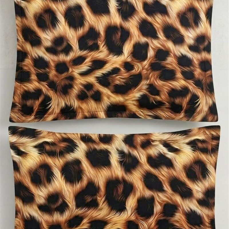 More Home %100 Pamuklu 5d Kapaklı Yastık Kılıfı (2 Adet) 50 x 70 cm -Leopar Postu