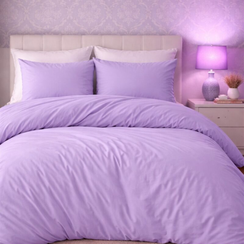 More Home  Tek Kişilik Lastikli Nevresim Takımı Çarşaf Lila