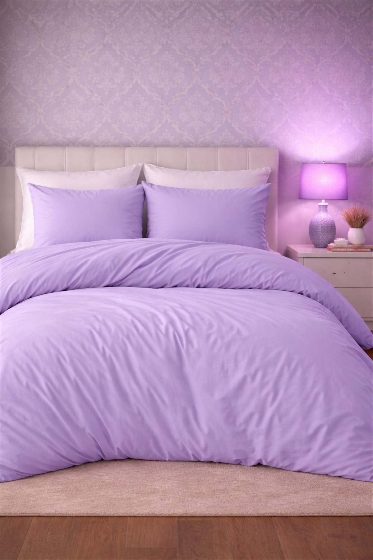 More Home Tek Kişilik Yorgan Kılıfı + Yastık Kılıfı Lila