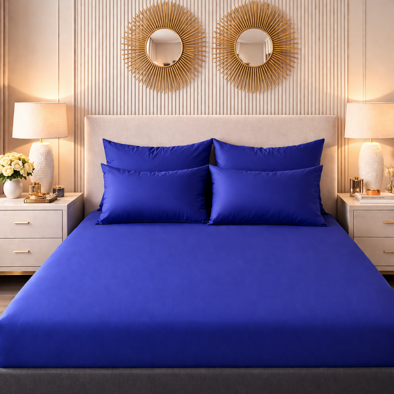 More Home Tek Kişilik Lastikli Çarşaf  Seti + Yastık Kılıfı Lacivert