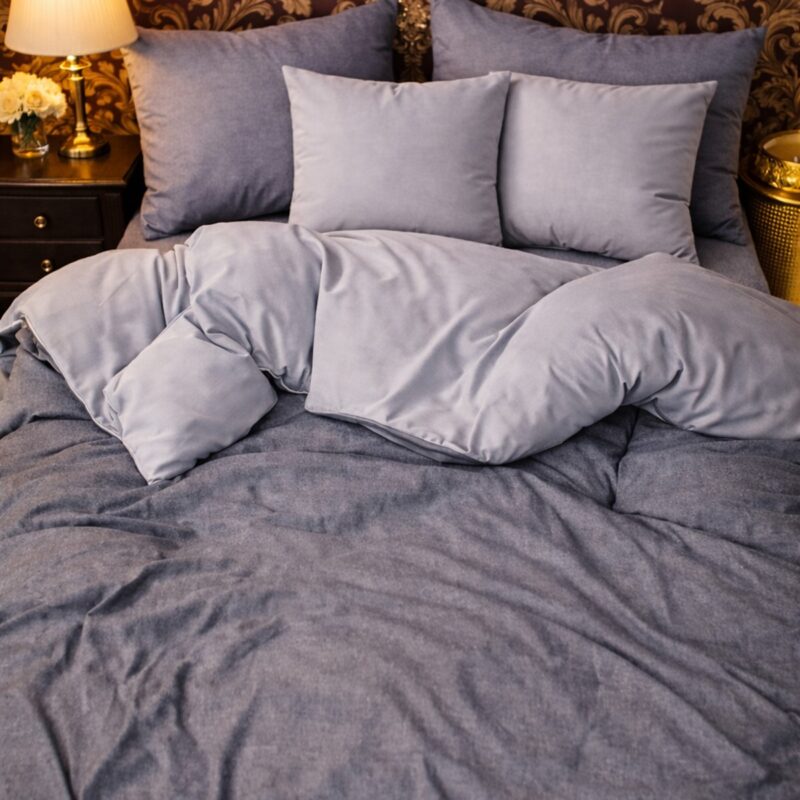 More Home Tek Kişilik Nevresim Takımı Lastikli Çarşaflı Gri Antrazit