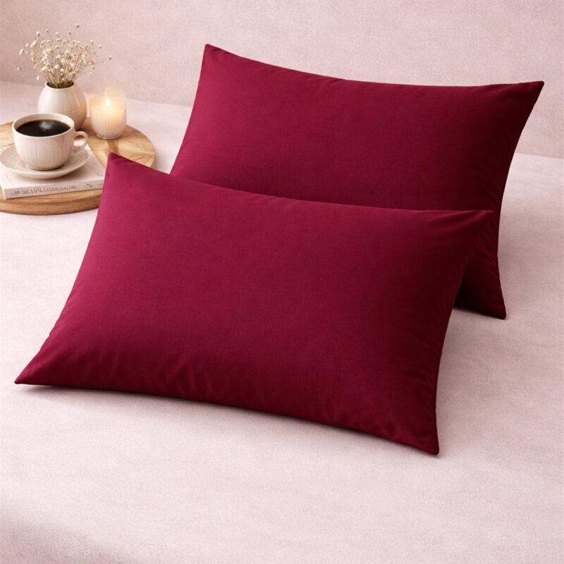 More Home Pamuklu Yastık Kılıfı (2 Adet) 50 x 70 cm Bordo