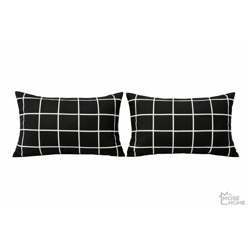More Home Pamuklu Yastık Kılıfı (2 Adet) 50 x 70 cm Kareli Siyah Beyaz