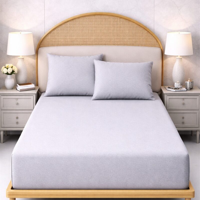 More Home Tek Kişilik Lastikli Çarşaf  Seti + Yastık Kılıfı  gri