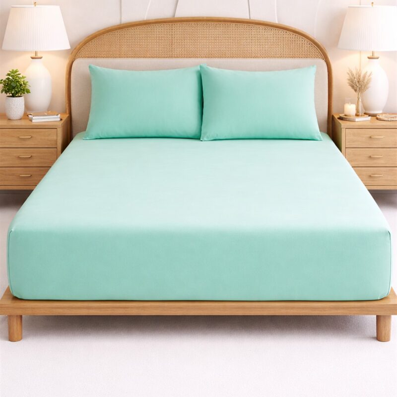 More Home Tek Kişilik Lastikli Çarşaf  Seti + Yastık Kılıfı Yeşil