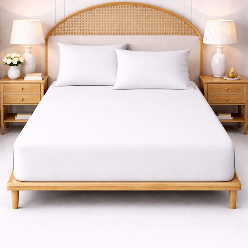 More Home Tek Kişilik Lastikli Çarşaf  Seti + Yastık Kılıfı Beyaz