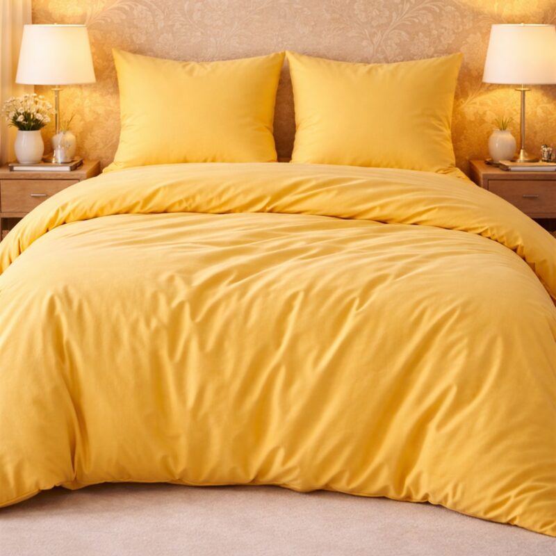 More Home Tek  Kişilik Yorgan Kılıfı + Yastık Kılıfı Koyu Sarı