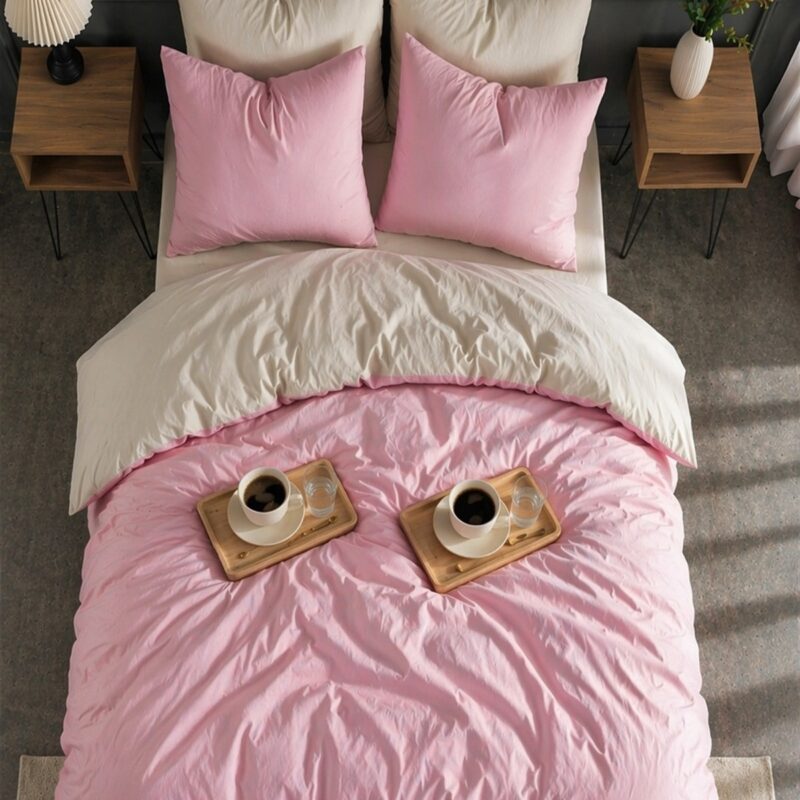 More Home Tek Kişilik  Nevresim Takımı Lastikli Çarşaf Pudra Bej