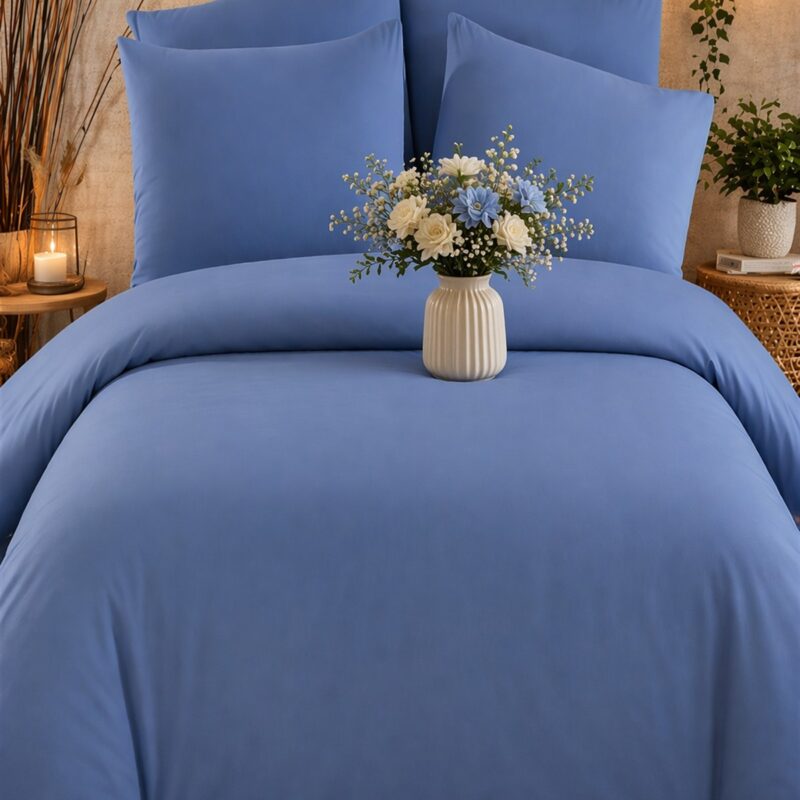 More Home Tek Kişilik Nevresim Takımı Lastikli Çarşaf  Koyu Mavi