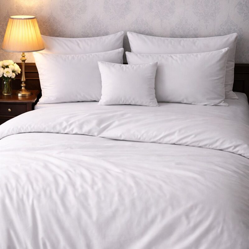 More Home  Tek Kişilik Nevresim Takımı Lastikli Çarşaf Beyaz