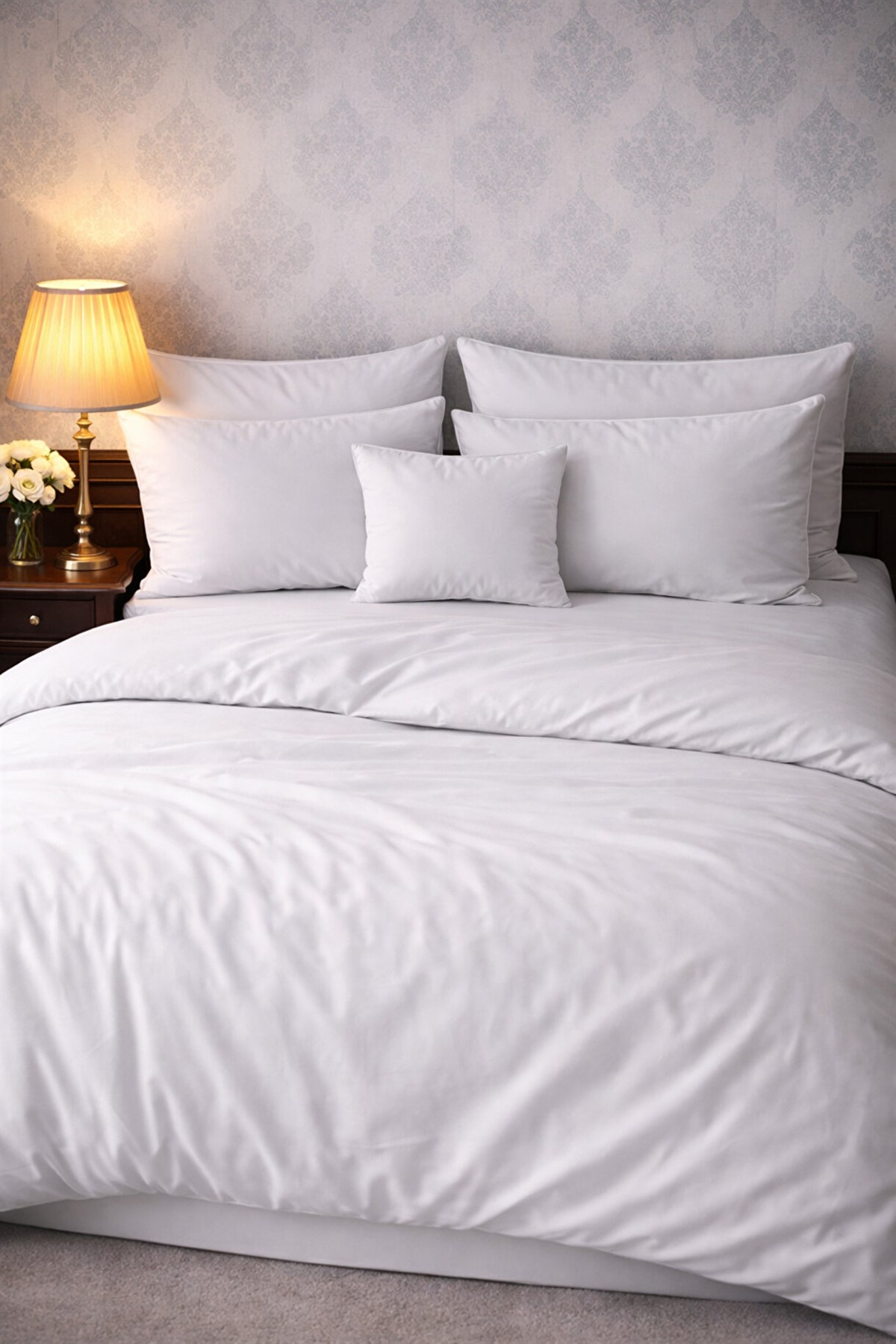 More Home Tek Kişilik Nevresim Takımı Lastikli Çarşaf Beyaz