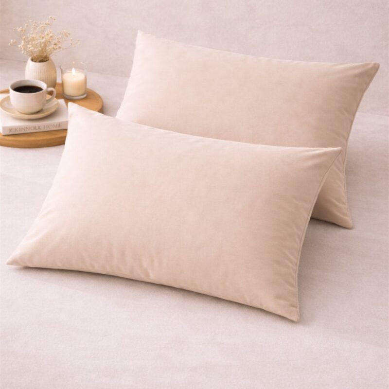 More Home Pamuklu Yastık Kılıfı (2 Adet) 50 x 70 cm Koyu Bej