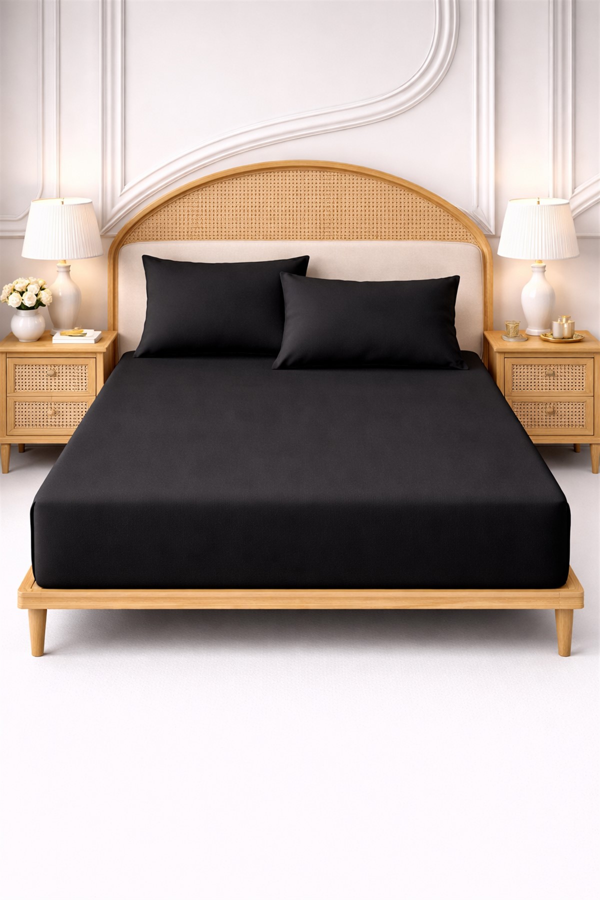 More Home Tek Kişilik Lastikli Çarşaf Seti + Yastık Kılıfı Siyah