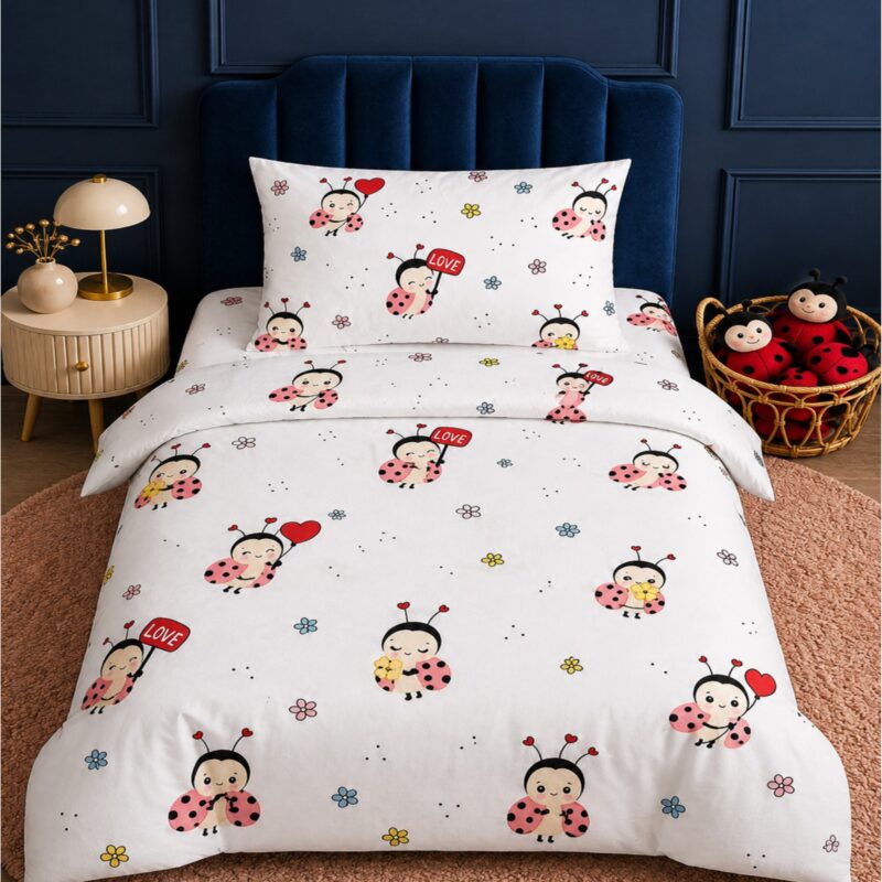 MORE HOME Müslin Bebek Nevresim Takımı %100 Pamuk Uğur Böceği Kırmızı