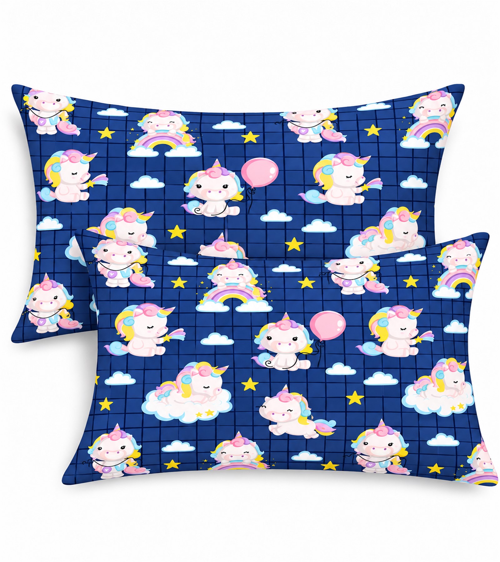 More Home Kapaklı Yastık Kılıfı (2 Adet) 50 x 70 cm Unicorn Mavi